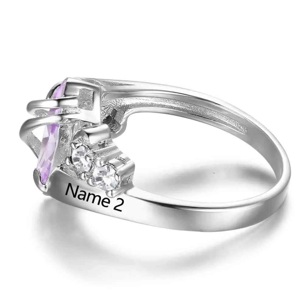 Custom Birthstone Ring Engrave Name Love Rings 925 Sterling Silver Party Rings For Women Free Gift Box