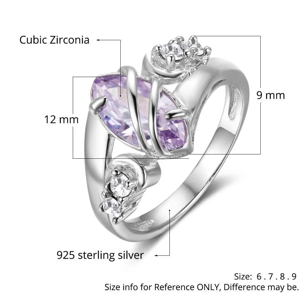 Custom Birthstone Ring Engrave Name Love Rings 925 Sterling Silver Party Rings For Women Free Gift Box