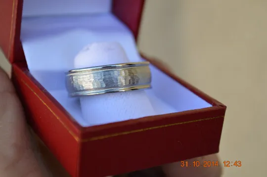 Custom Made Titanium Hammered Wedding Band with Milgrain Design Available in mens and womens sizes 4-18
