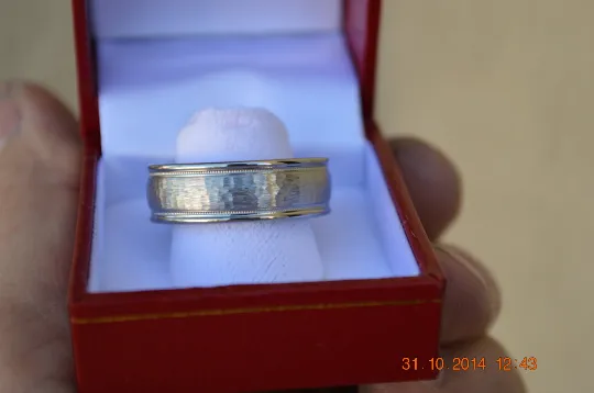 Custom Made Titanium Hammered Wedding Band with Milgrain Design Available in mens and womens sizes 4-18