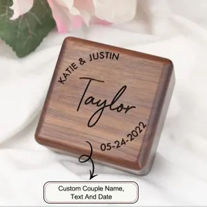 Custom Square Wood Double Ring Box