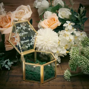 Customizable Name Hexagonal Glass Ring Box
