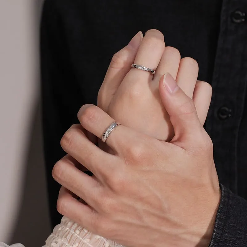 Customized Mori Leaf Ring Personalized Autumn Open Couple Ring