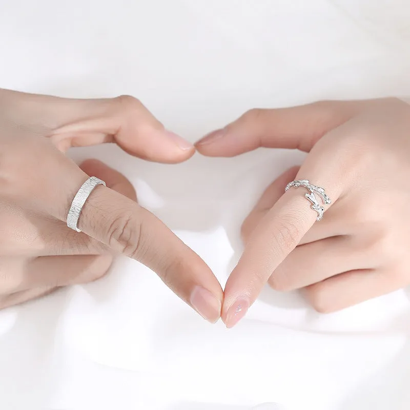 Customized Vine Couple Rings Personalized Mori Open Ring