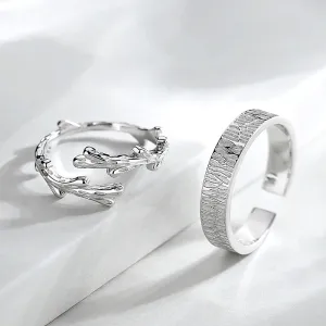 Customized Vine Couple Rings Personalized Mori Open Ring