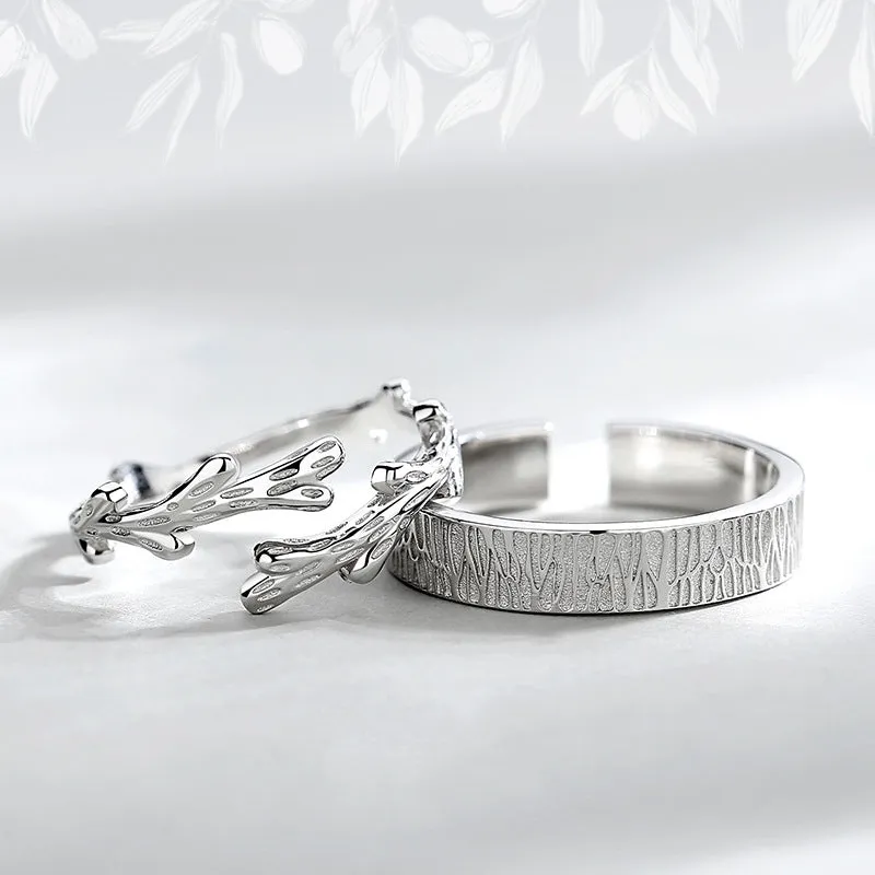Customized Vine Couple Rings Personalized Mori Open Ring
