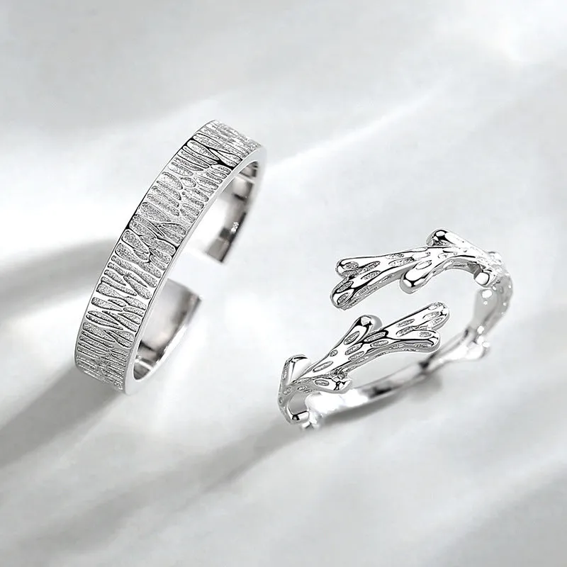 Customized Vine Couple Rings Personalized Mori Open Ring
