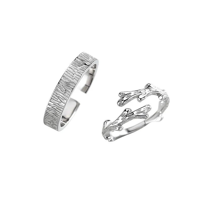Customized Vine Couple Rings Personalized Mori Open Ring