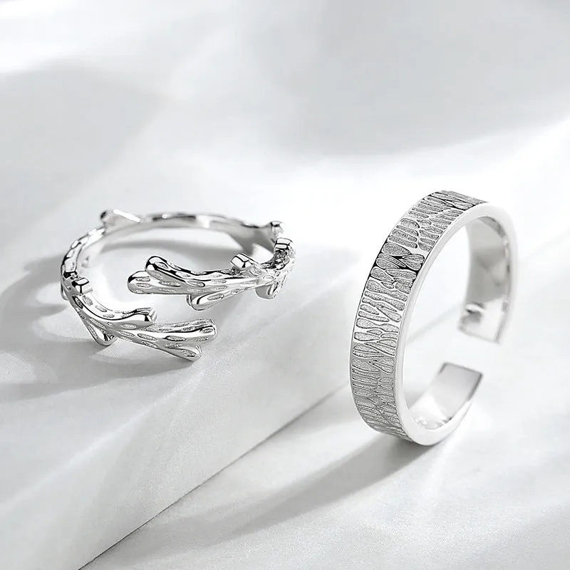 Customized Vine Couple Rings Personalized Mori Open Ring