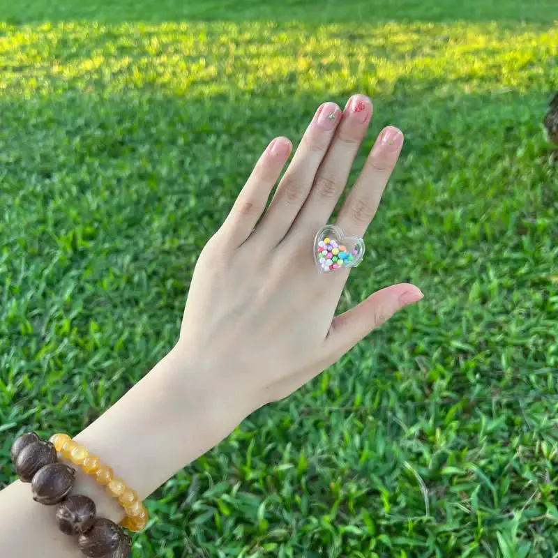 Cute Candy Beads Clear Rings for a Fun Style Boost