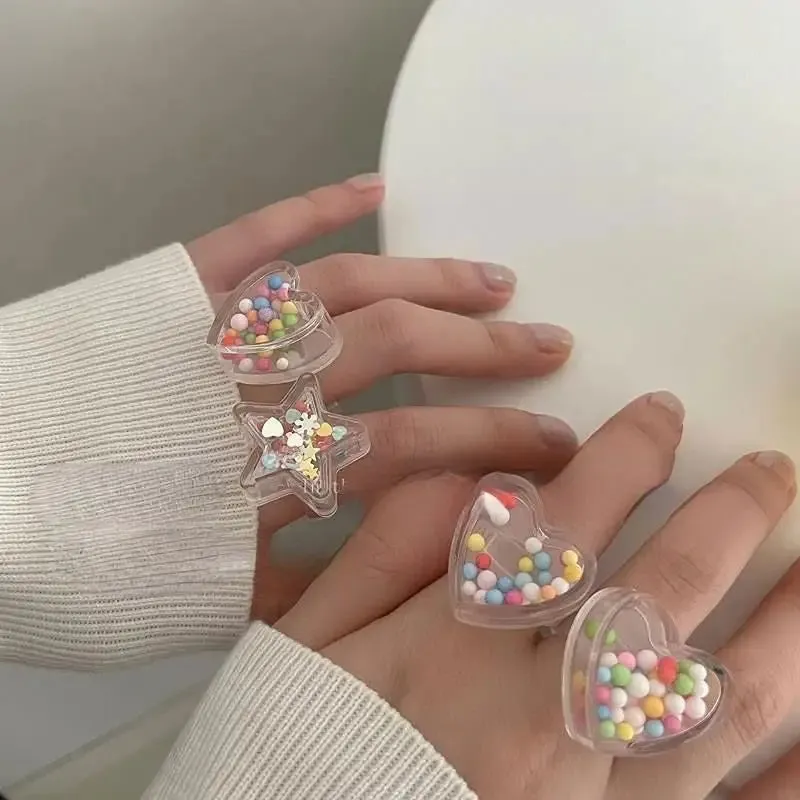 Cute Candy Beads Clear Rings for a Fun Style Boost