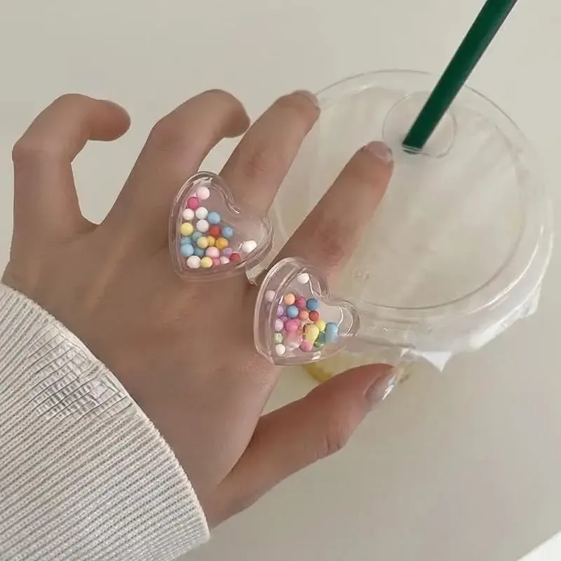 Cute Candy Beads Clear Rings for a Fun Style Boost