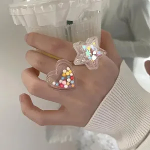 Cute Candy Beads Clear Rings for a Fun Style Boost