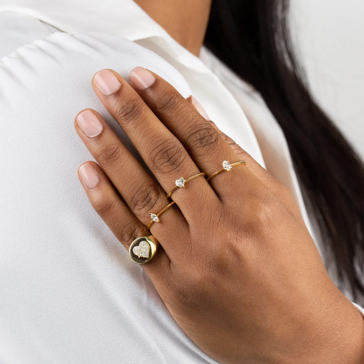 CZ Mini Heart Stone Ring