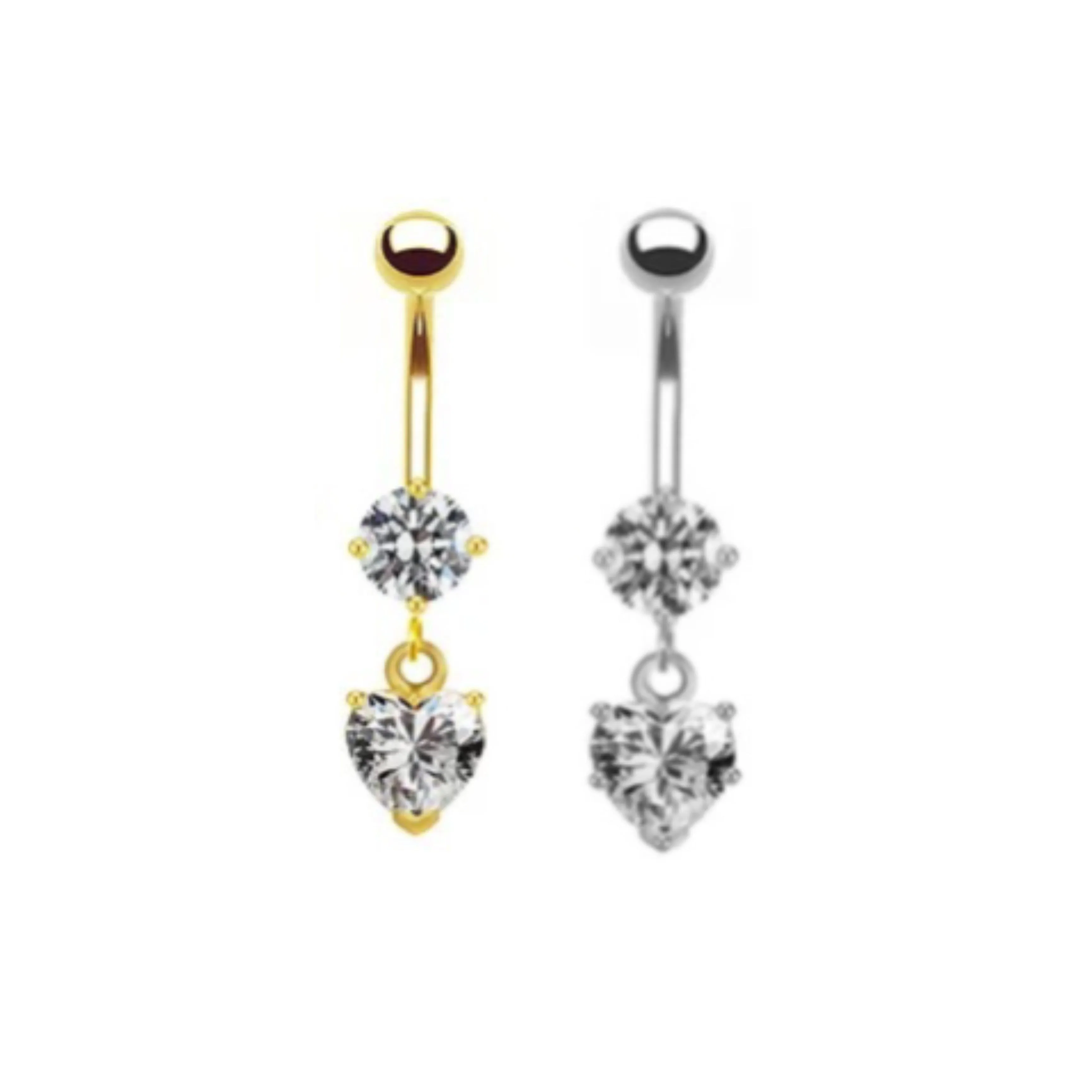 Dainty Heart Dangle Belly Button Piercing