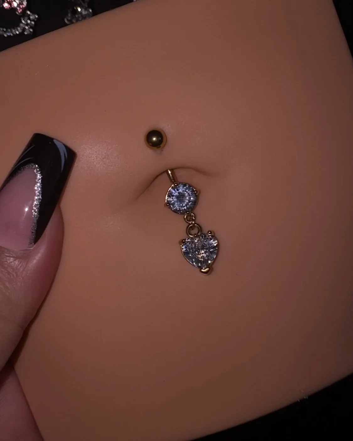 Dainty Heart Dangle Belly Button Piercing