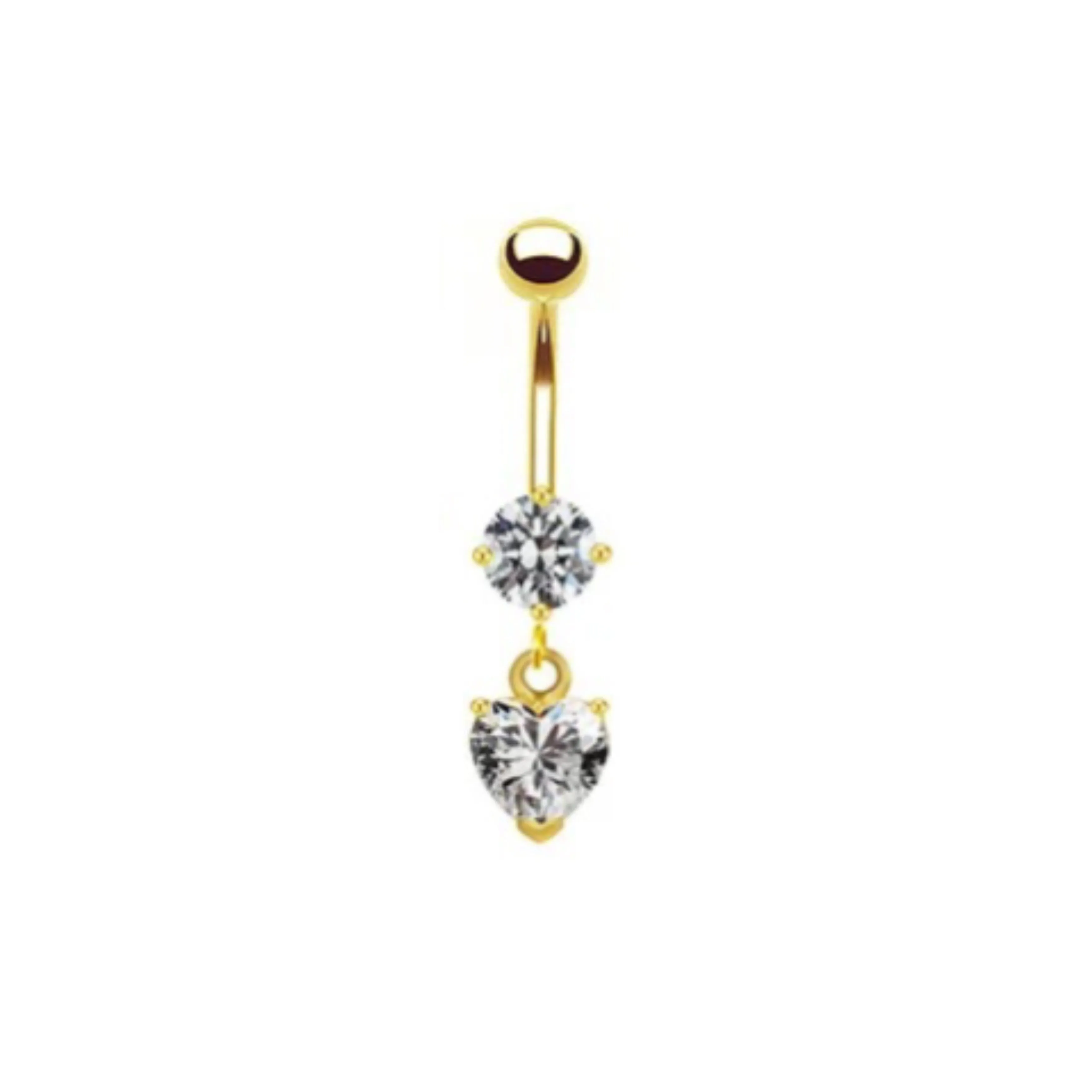 Dainty Heart Dangle Belly Button Piercing