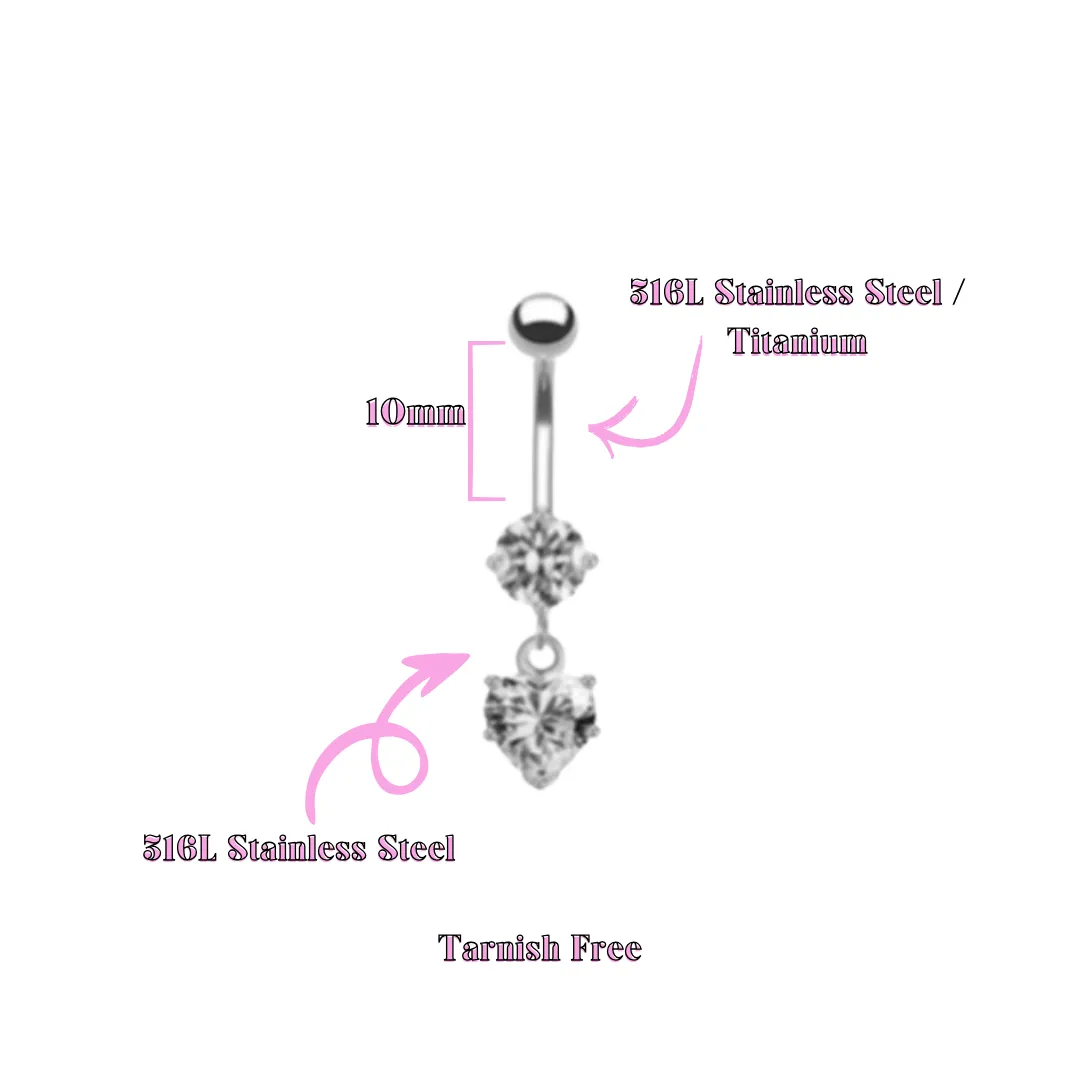 Dainty Heart Dangle Belly Button Piercing