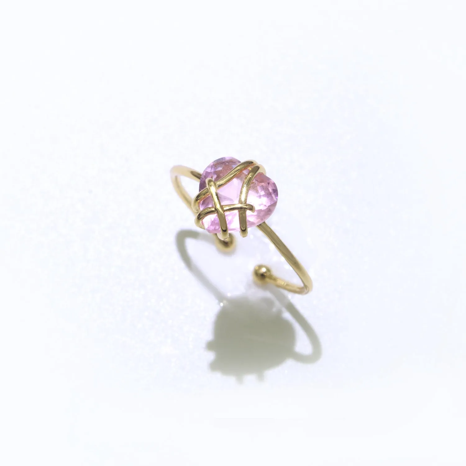 Dainty Pink Cubic Ring Adjustable Gold Open Adjustable Cz Ring O-491