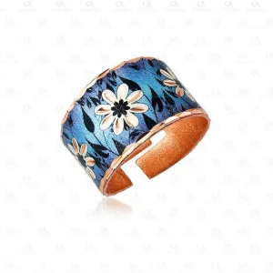 dark blue daisy flower  adjustable Ring