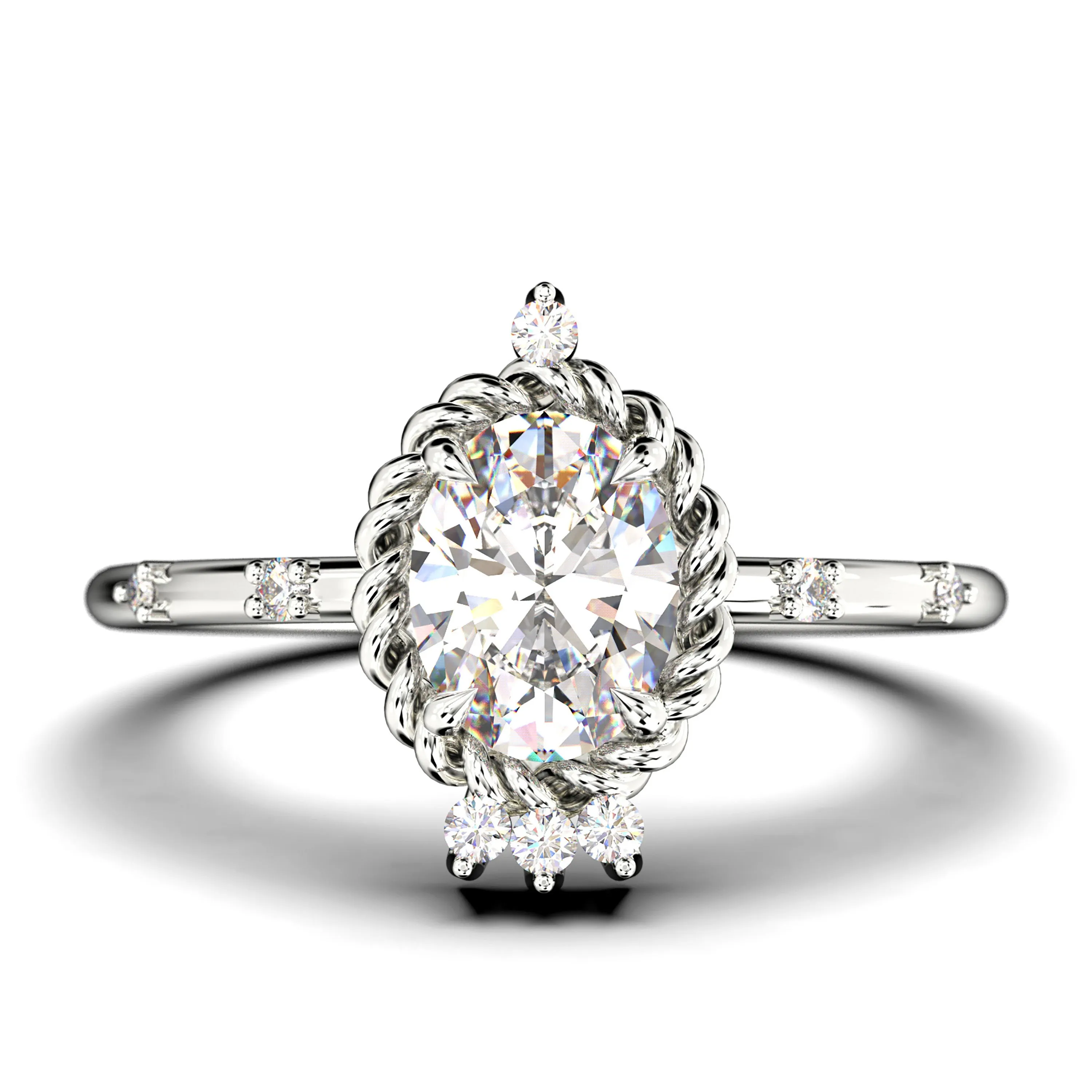 Dazzling Art Nouvea 1.50 Carat Oval Cut Diamond Moissanite Engagement Ring, Wedding Ring In 925 Sterling Silver With 18K Gold Plating, Valentines Gift For Her, Vintage Look Compass Ring