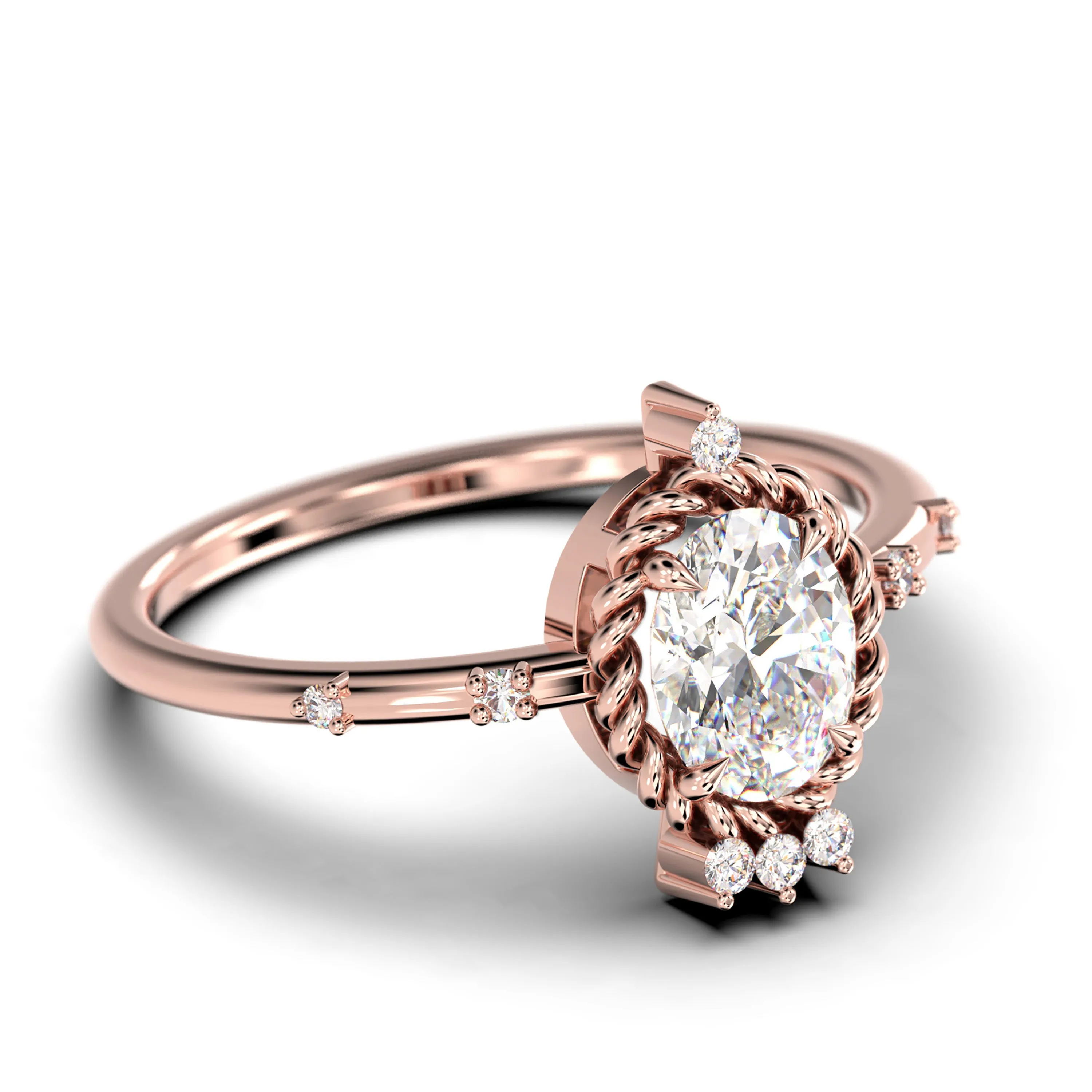 Dazzling Art Nouvea 1.50 Carat Oval Cut Diamond Moissanite Engagement Ring, Wedding Ring In 925 Sterling Silver With 18K Gold Plating, Valentines Gift For Her, Vintage Look Compass Ring