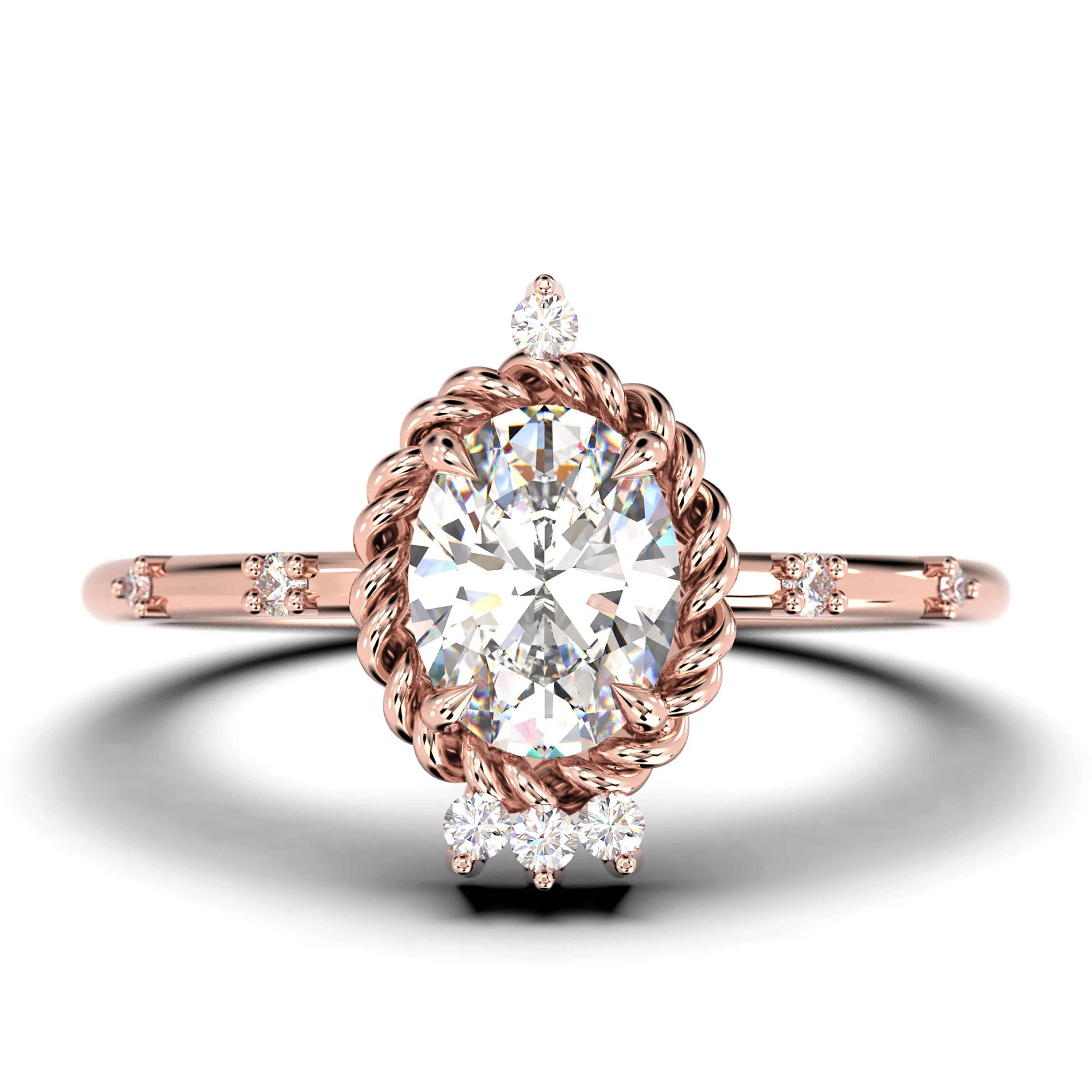 Dazzling Art Nouvea 1.50 Carat Oval Cut Diamond Moissanite Engagement Ring, Wedding Ring In 925 Sterling Silver With 18K Gold Plating, Valentines Gift For Her, Vintage Look Compass Ring