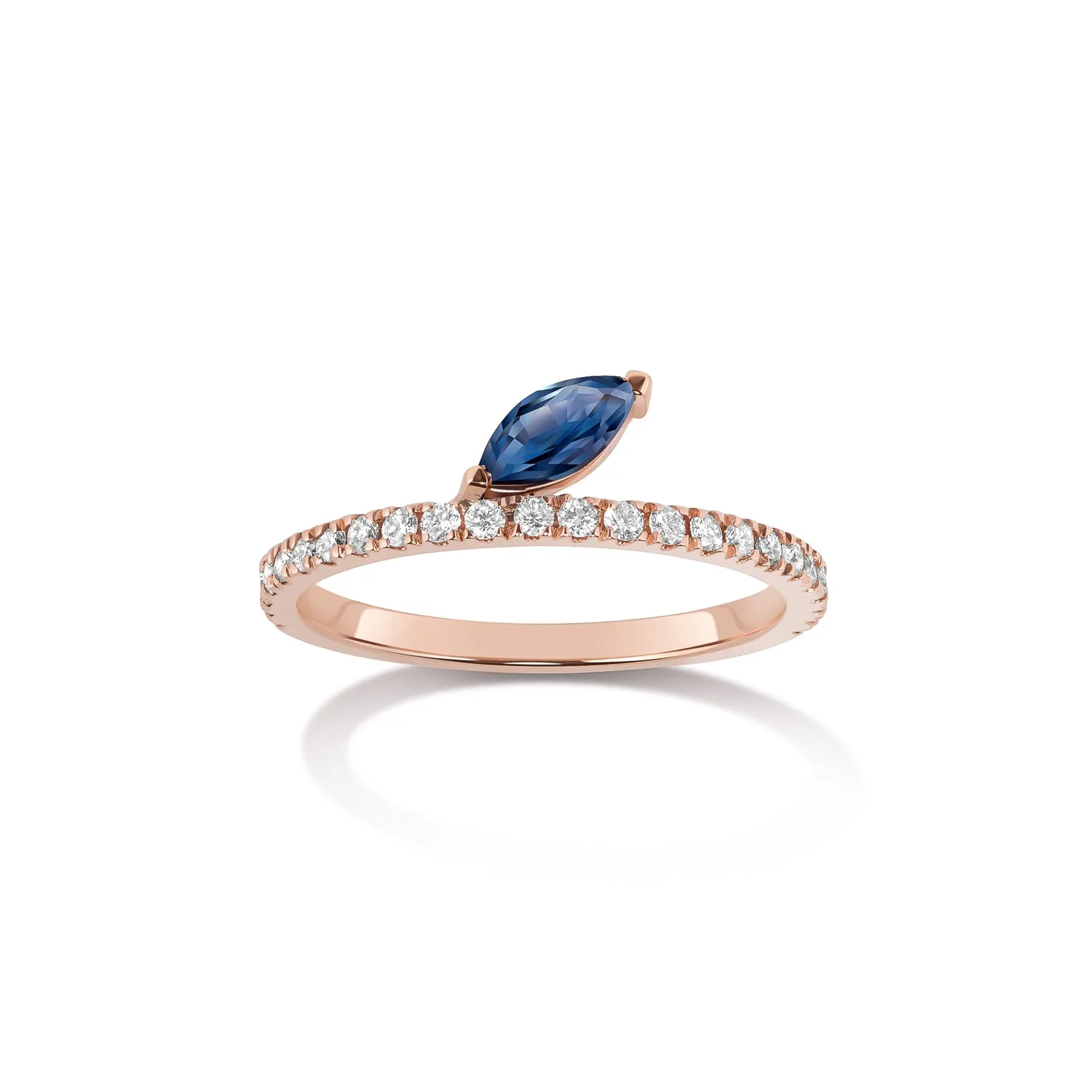 Defne Pavé Ring | Sapphire Marquise and White Diamonds