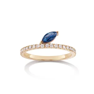 Defne Pavé Ring | Sapphire Marquise and White Diamonds