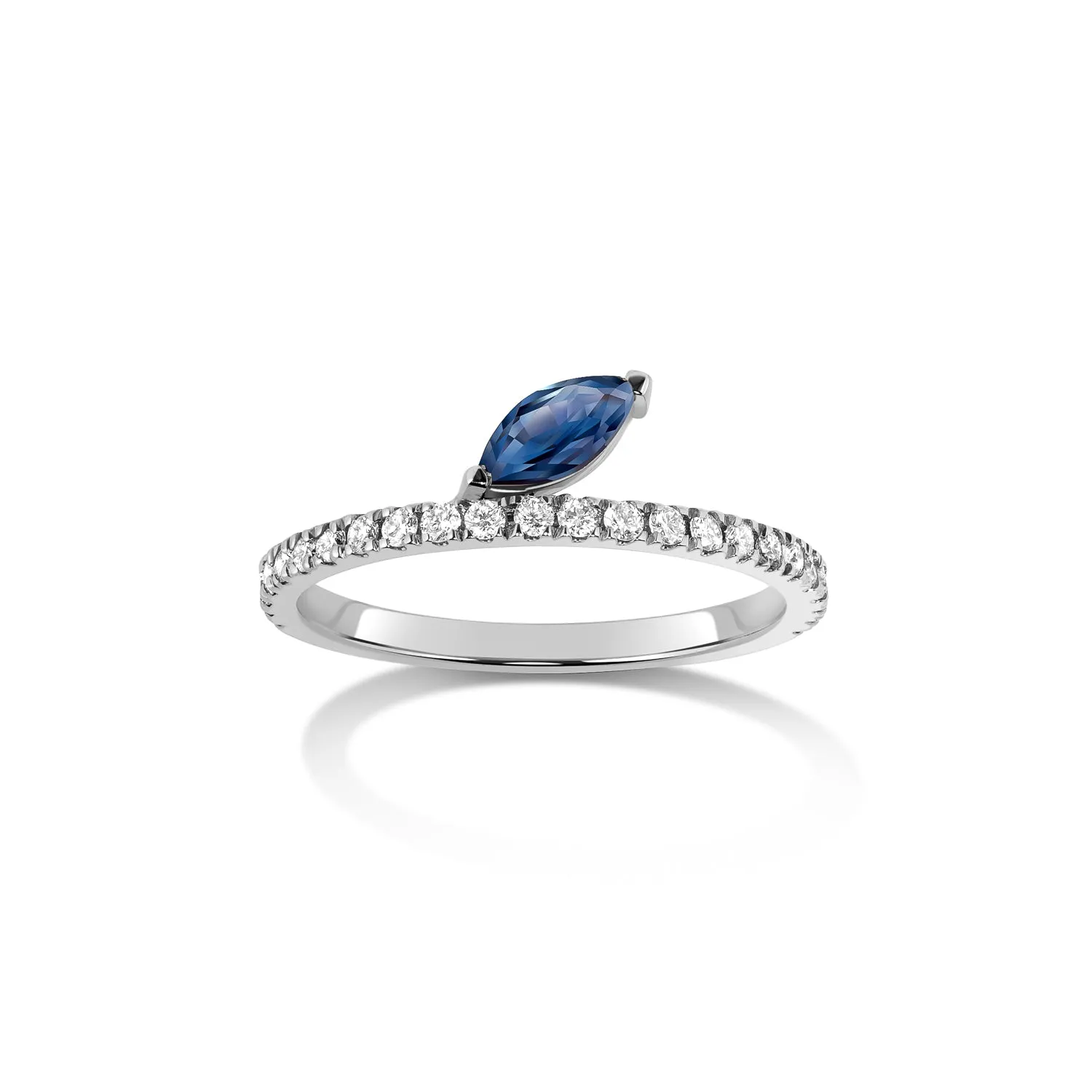 Defne Pavé Ring | Sapphire Marquise and White Diamonds