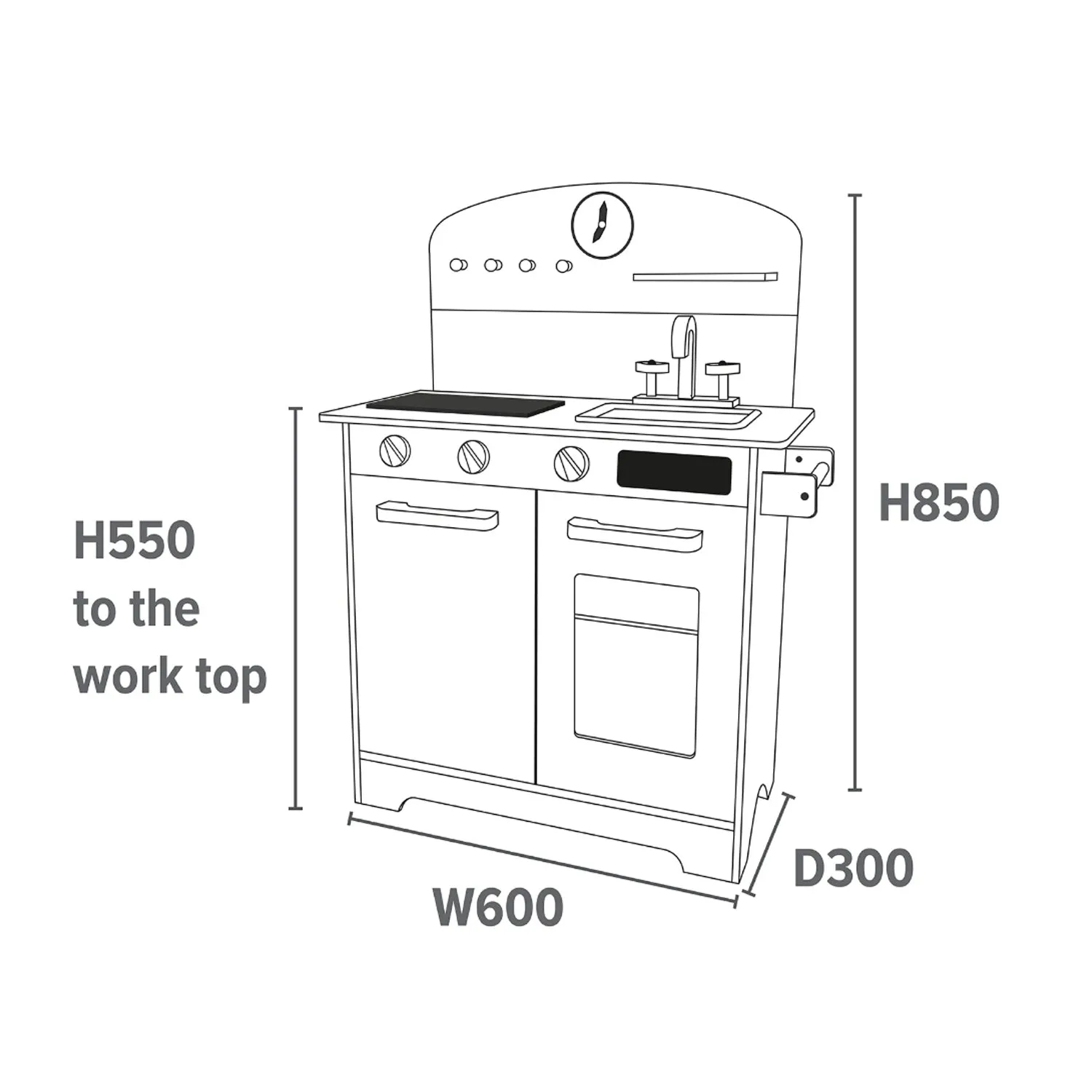 Deluxe Montessori Eco Wooden Retro Toy Kitchen | Large number of Features & Accessories | Green