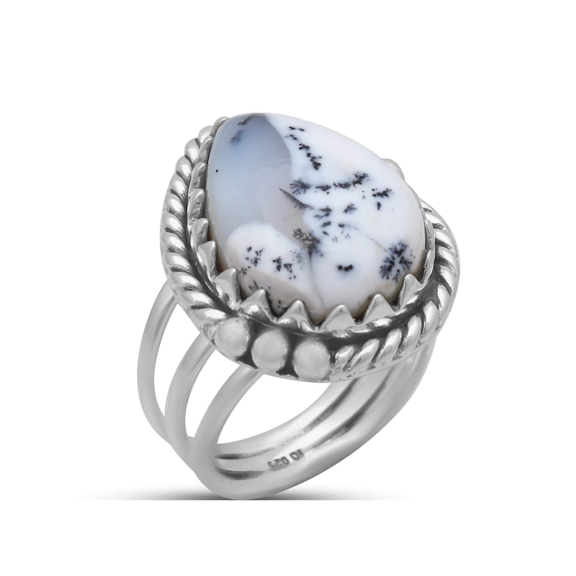 Dendritic Opal Silver Rings