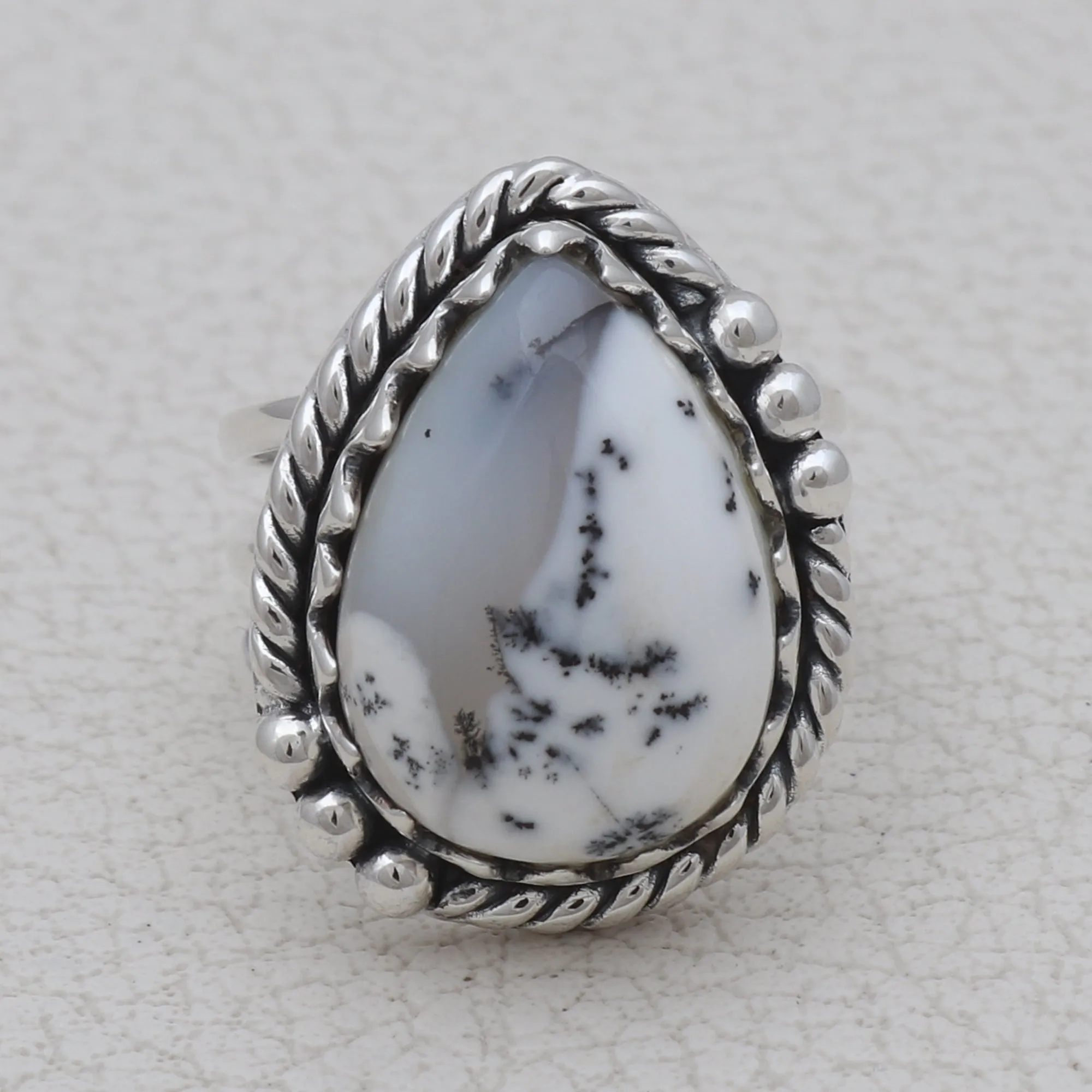 Dendritic Opal Silver Rings