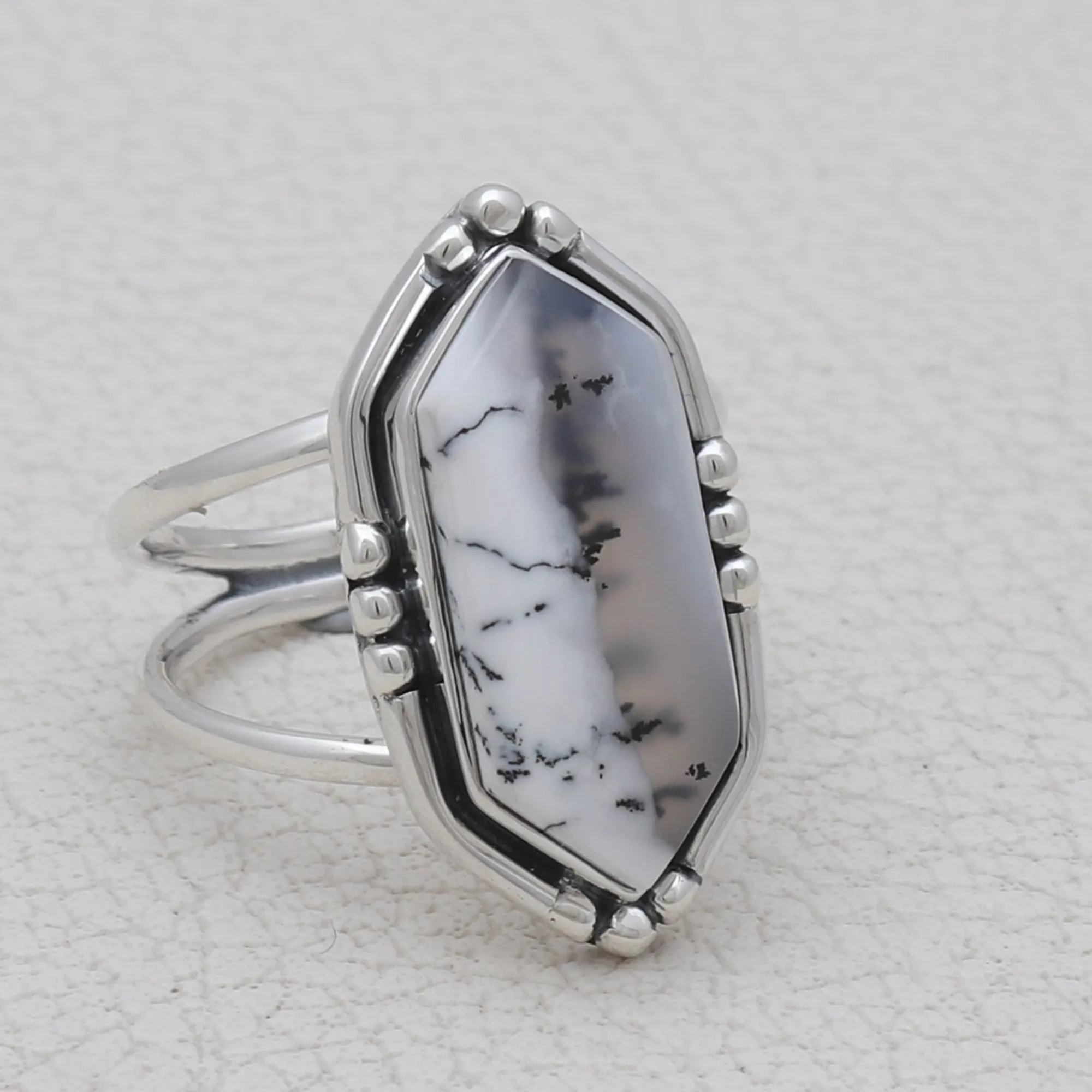 Dendritic Opal Sliver Rings