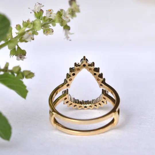 Diamond and Blue Sapphire Ring Enhance for Pear Engagement Ring