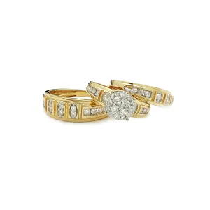 Diamond Round Pave Three Piece Set Rings (14K)