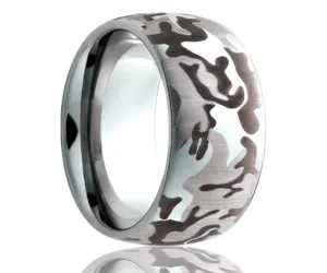 Domed Urban Camo Engraved Titanium Ring