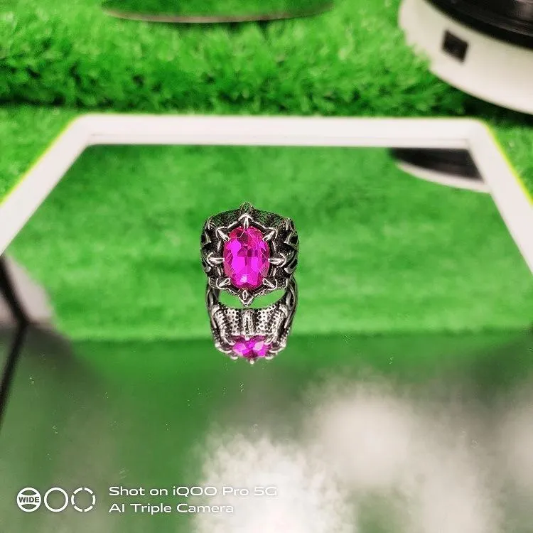 Domineering Retro Inlaid Ruby Ring Trendy Men's Jewelry Titanium Steel Ring Men's Ring