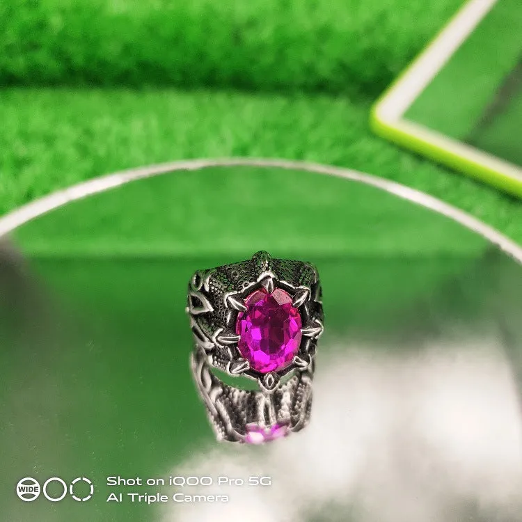 Domineering Retro Inlaid Ruby Ring Trendy Men's Jewelry Titanium Steel Ring Men's Ring