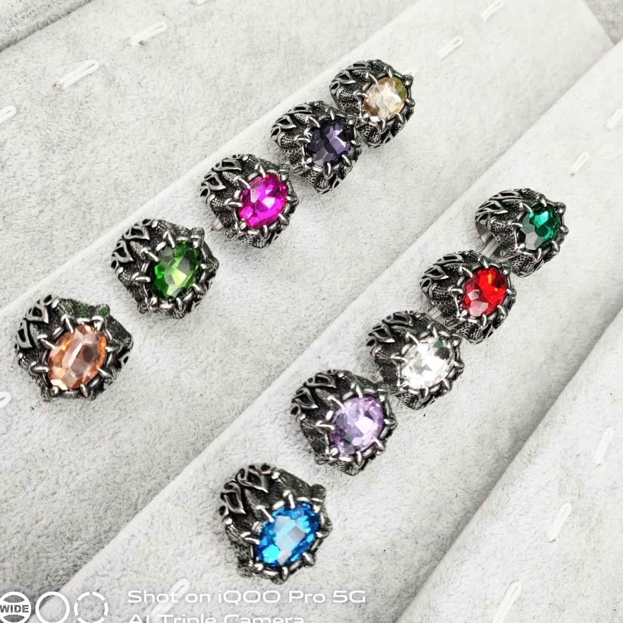 Domineering Retro Inlaid Ruby Ring Trendy Men's Jewelry Titanium Steel Ring Men's Ring