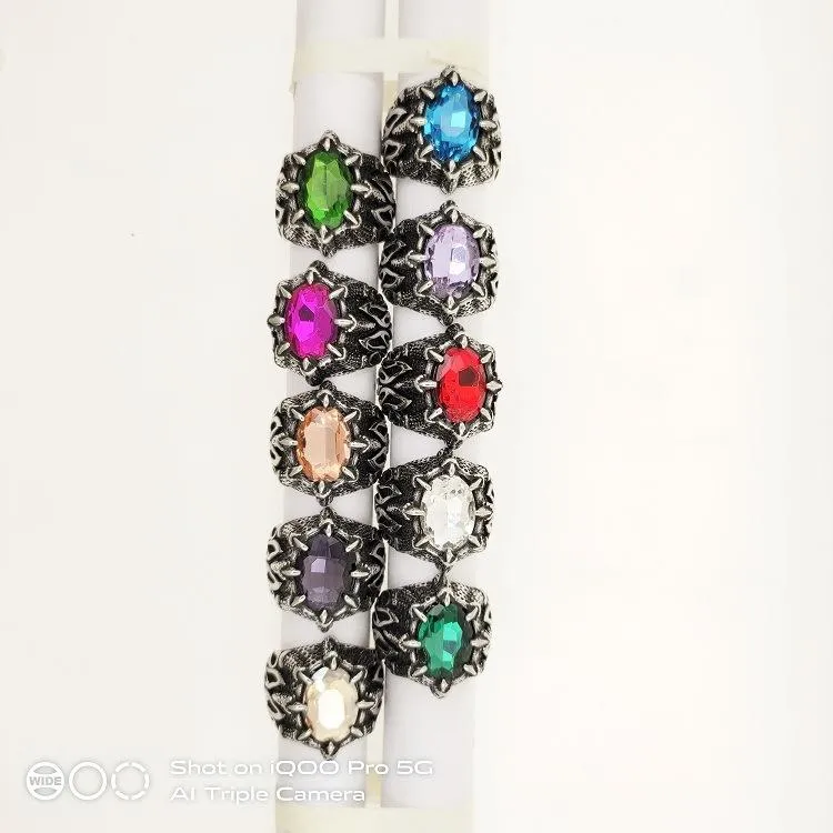 Domineering Retro Inlaid Ruby Ring Trendy Men's Jewelry Titanium Steel Ring Men's Ring
