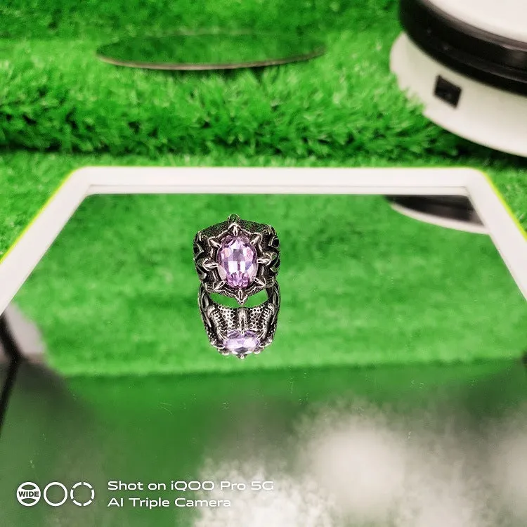 Domineering Retro Inlaid Ruby Ring Trendy Men's Jewelry Titanium Steel Ring Men's Ring