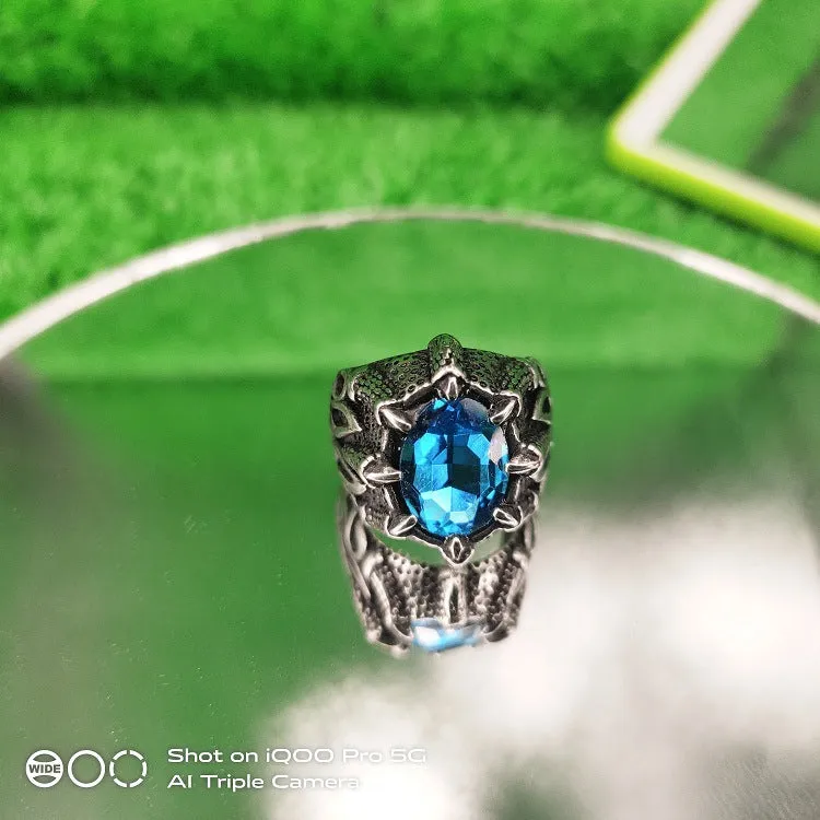 Domineering Retro Inlaid Ruby Ring Trendy Men's Jewelry Titanium Steel Ring Men's Ring
