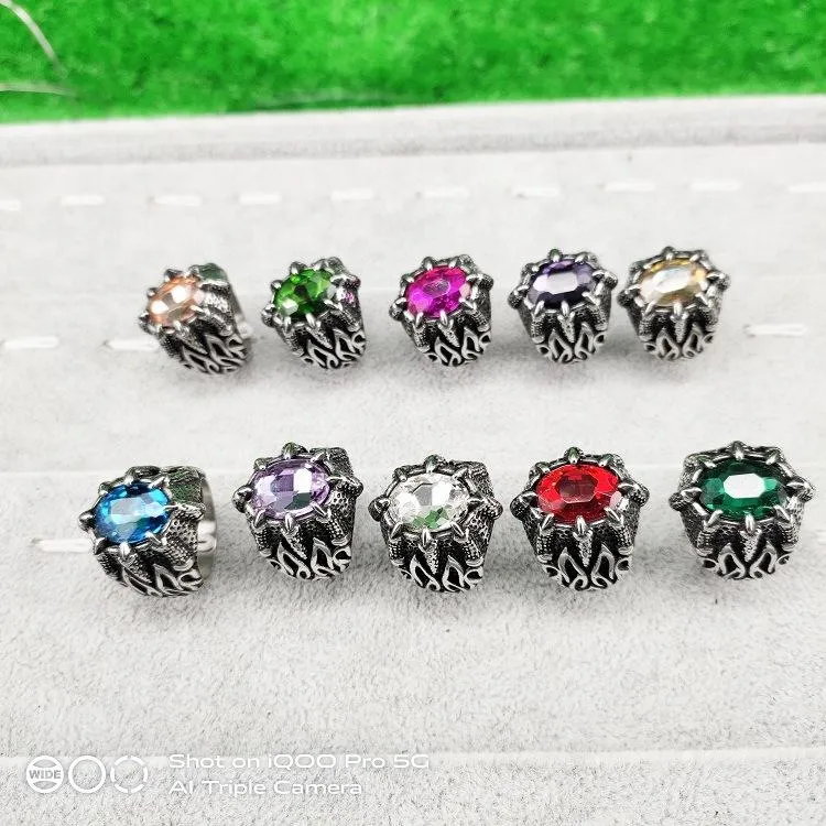 Domineering Retro Inlaid Ruby Ring Trendy Men's Jewelry Titanium Steel Ring Men's Ring