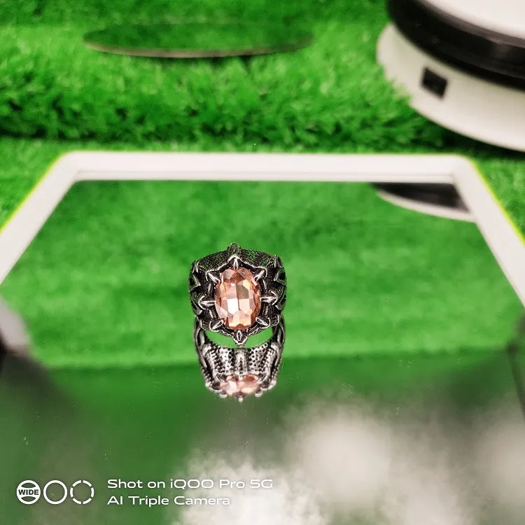Domineering Retro Inlaid Ruby Ring Trendy Men's Jewelry Titanium Steel Ring Men's Ring