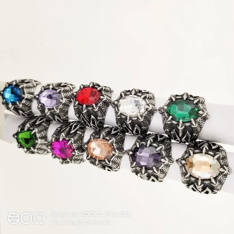 Domineering Retro Inlaid Ruby Ring Trendy Men's Jewelry Titanium Steel Ring Men's Ring