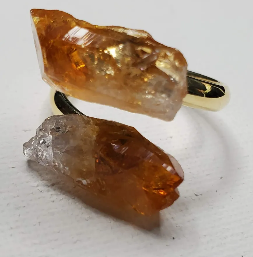 Double-Citrine Ring - Gold