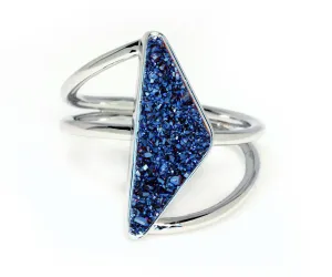 Double Twist Blue Druzy Ring