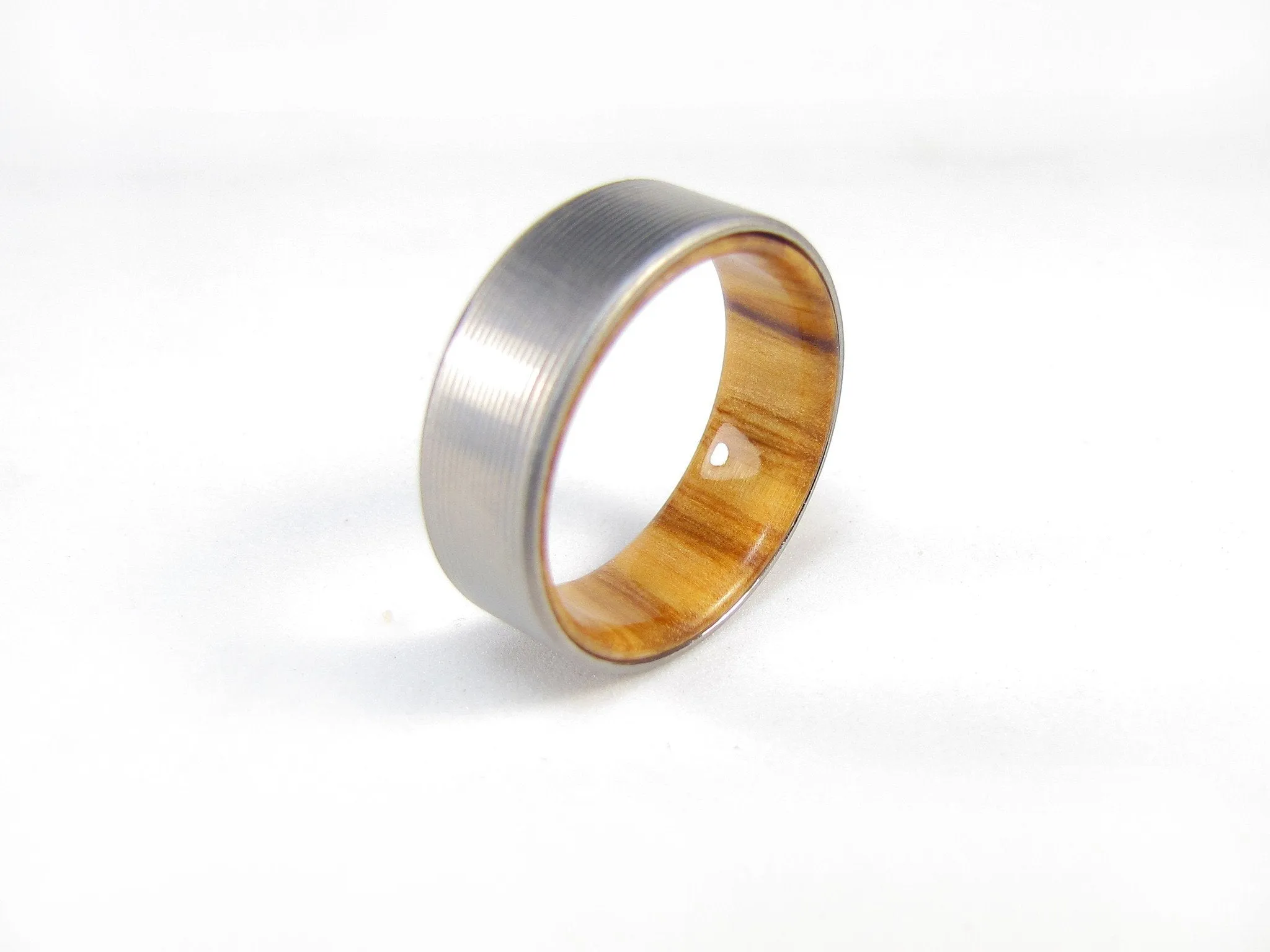 Duality (Roman Olivewood) Men's Titanium and Wood Wedding Band