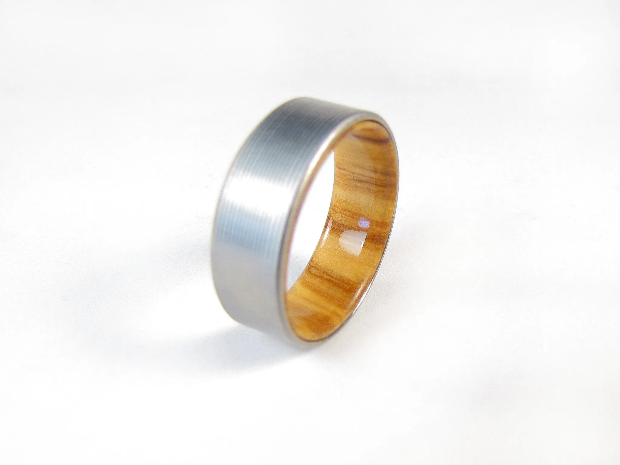 Duality (Roman Olivewood) Men's Titanium and Wood Wedding Band